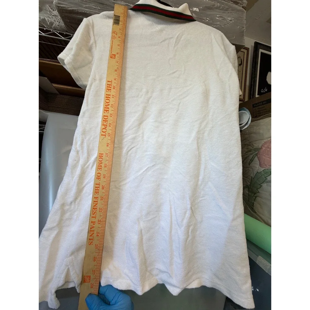Gucci White Cotton Terry Cloth Polo Shirt Web‎ Stripe Interlocking G Logo Italy